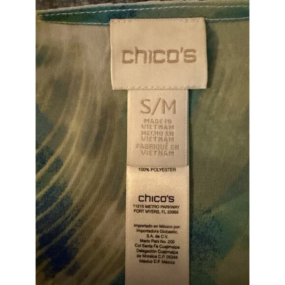 Chico's Blouse Womens‎ Size S/M Chiffon Top Kimono Tunic Tropical Vacation - Picture 3 of 6